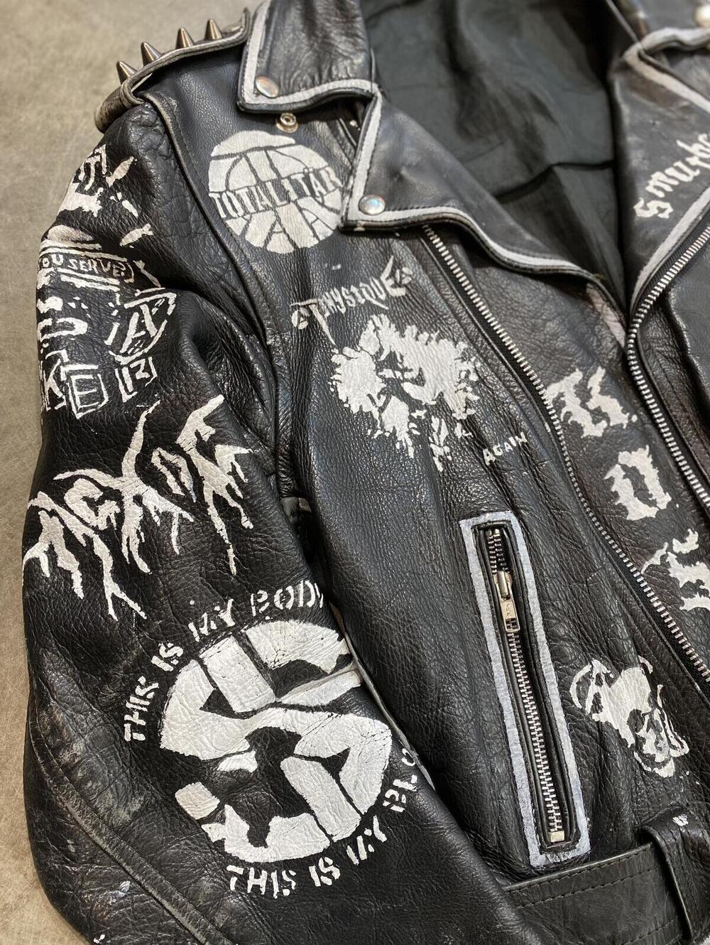 Vintage 90s Punk Studded Leather Jacket anticimex discharge - Picture 4 of 15